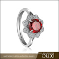 Best Gift For Girls OUXI Silver Ring With Big Red Stone